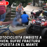 Motociclista embiste a joven; sufre fractura expuesta en El Mante