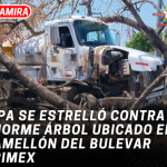 Pipa se estrelló contra enorme árbol ubicado en camellón del Bulevar Primex