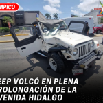 Jeep volcó en plena prolongación de la Avenida Hidalgo