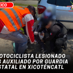 Motociclista lesionado es auxiliado por Guardia Estatal en Xicoténcatl