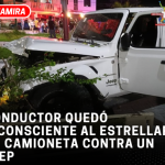 Conductor quedó inconsciente al estrellar su camioneta contra un Jeep