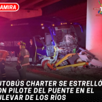 Autobús charter se estrelló con pilote del puente en el Bulevar de los Ríos