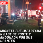 Camioneta fue impactada con base de poste y abandonada por sus ocupantes