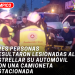 Tres personas resultaron lesionadas al estrellar su automóvil con una camioneta estacionada