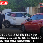 Motociclista en estado inconveniente se estrelló contra una camioneta