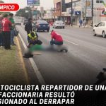 Motociclista repartidor de una refaccionaria resultó lesionado al derrapar